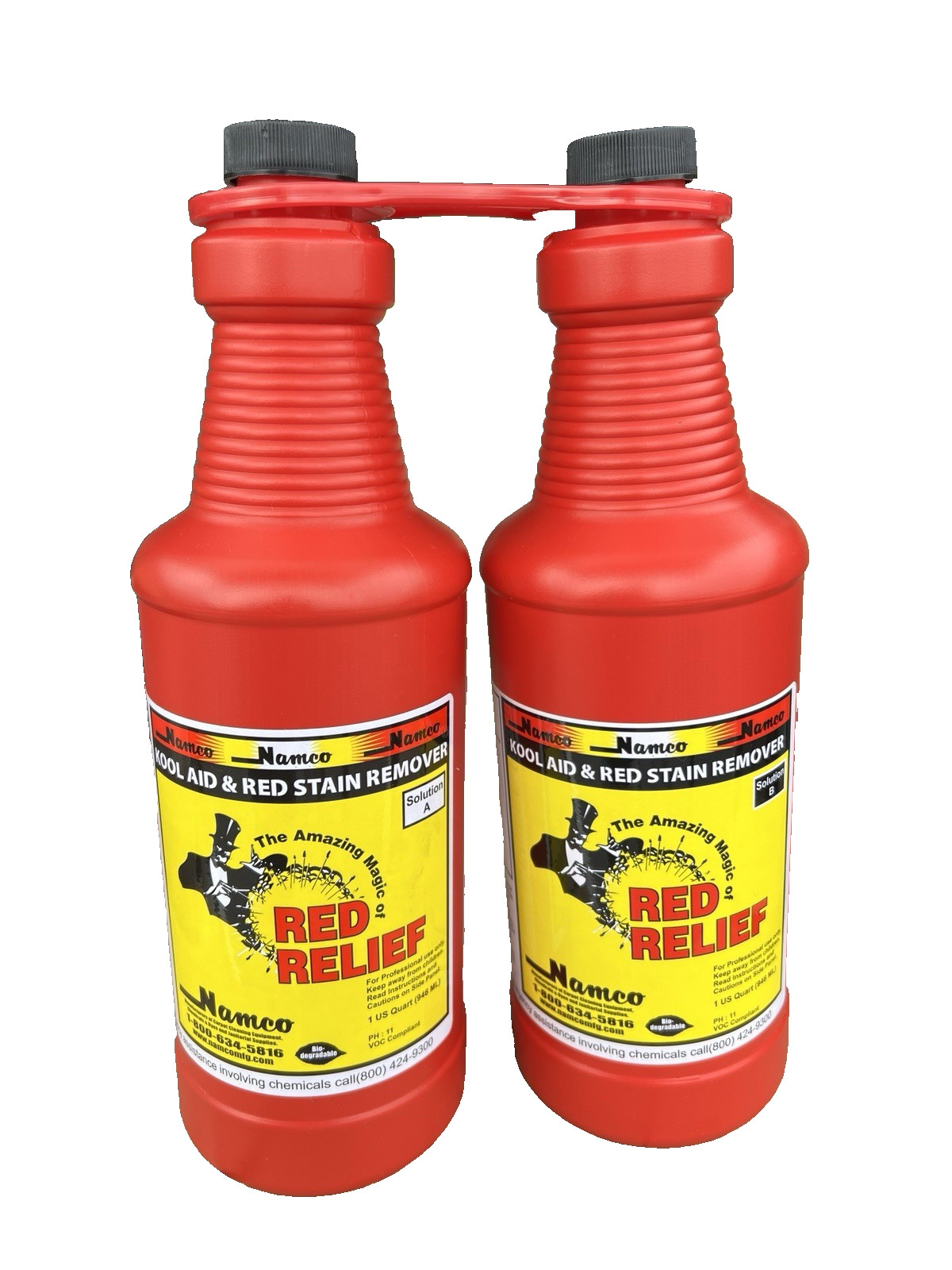 Namco 3080A Red Relief Specialty Stain Remover, 2 Part Solution, 1 Quart Each