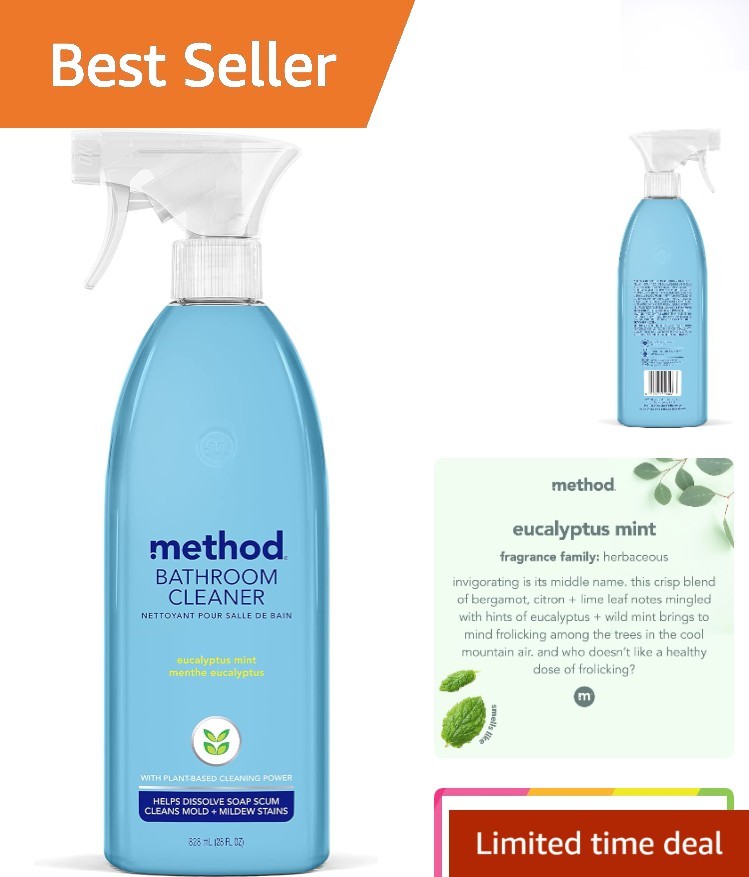 Eco-Friendly Bathroom Cleaner: Eucalyptus Mint, 28 Fl Oz, Mold & Mildew Remover