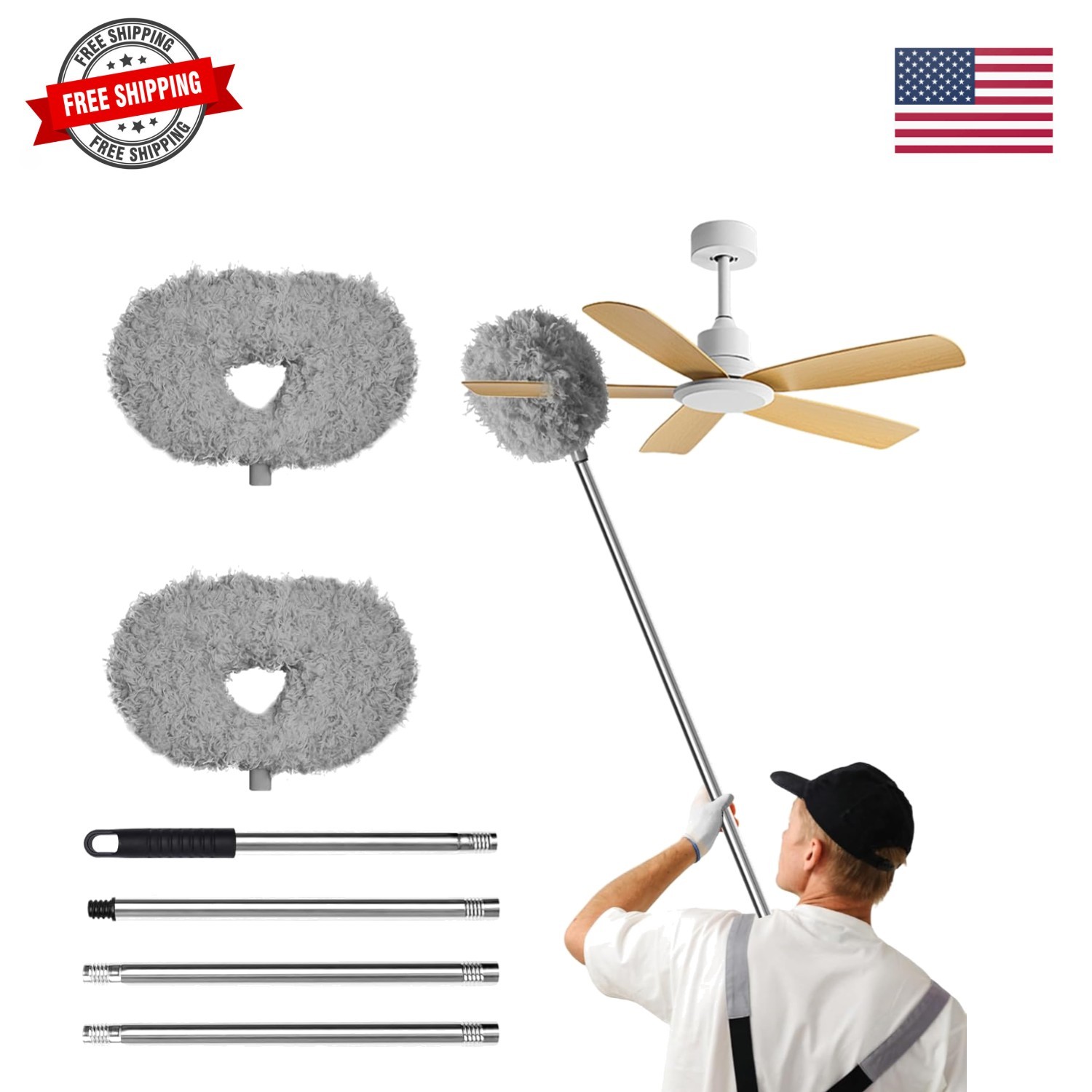 Ceiling Fan Cleaner Duster – Adjustable Duster with Extension Pole,Dusters fo…