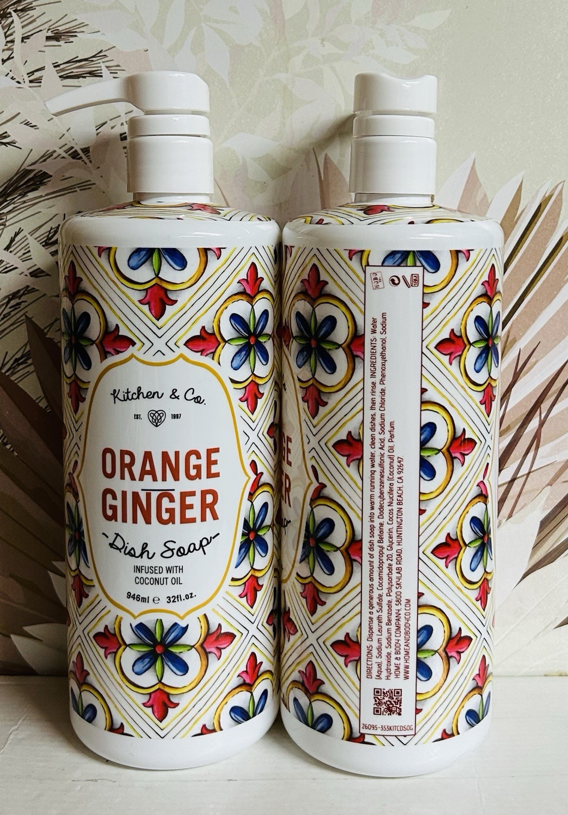 2-Pack Orange Ginger Dish Soap with Coconut Oil 32 fl oz Each