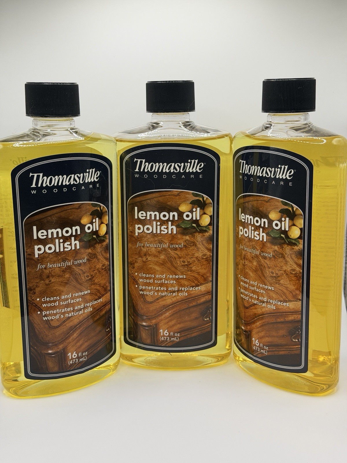 Lot of 3 Thomasville Woodcare Lemon Oil Polish 16 oz Furniture Wood Care