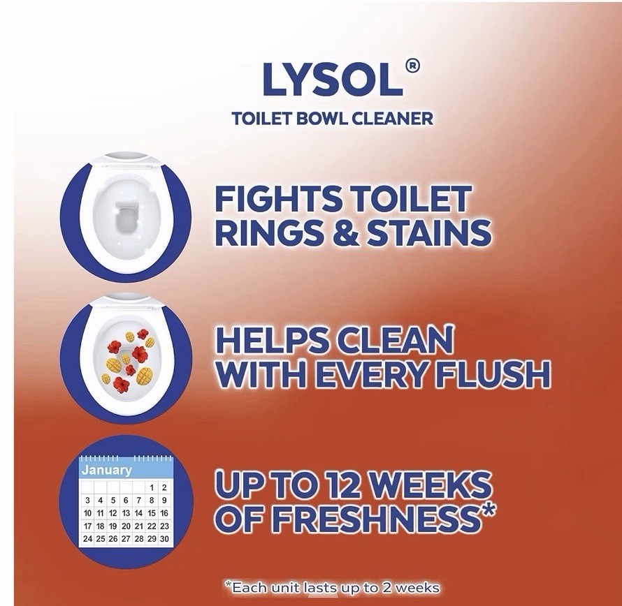 Lysol Click Gel Toilet Bowl Cleaner Mango & Hibiscus, Touch-Free, 6 Pack 1.02 oz