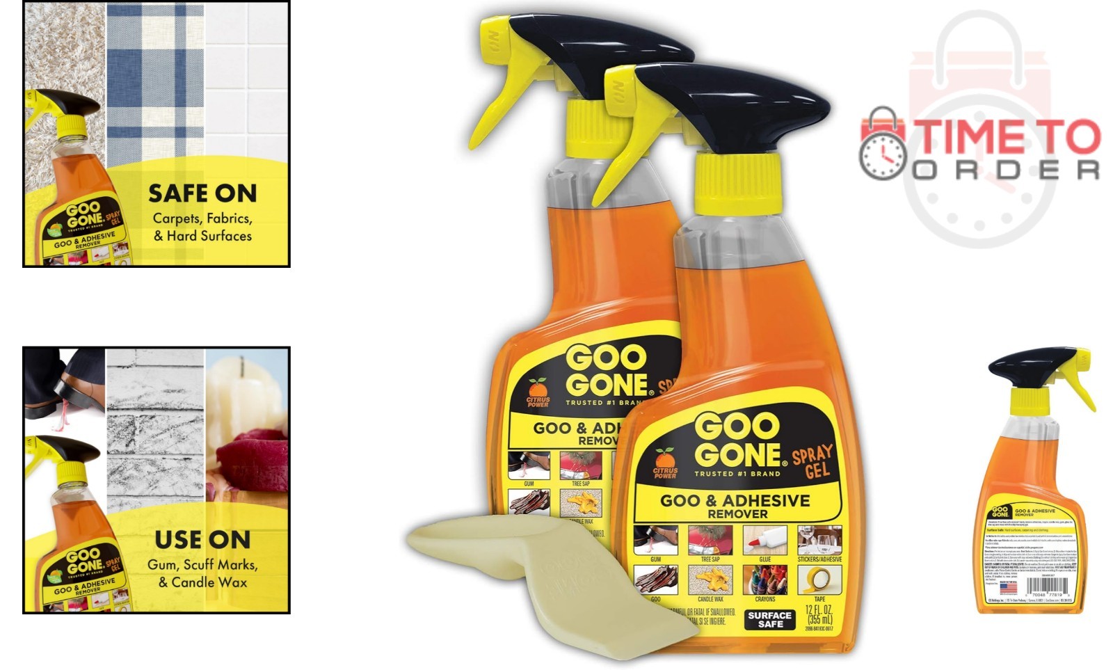 Adhesive Remover Spray Gel 3 Pack Citrus Clinging Goo & Sticker Remover