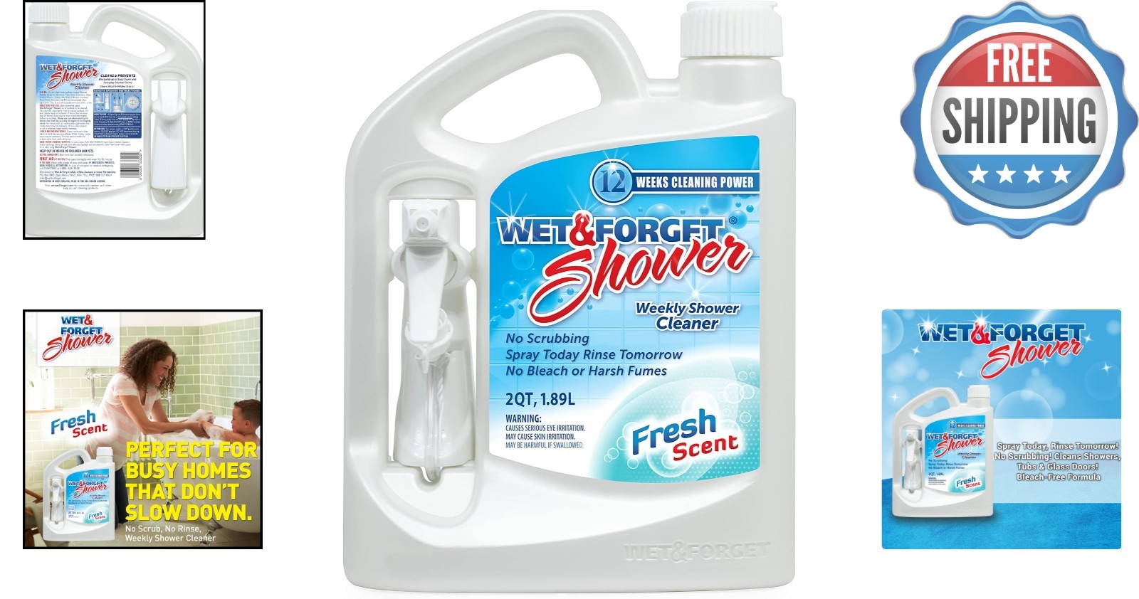 Effortless Shower Cleaner Spray – 64 Fl Oz, Bleach-Free & No Scrubbing Required