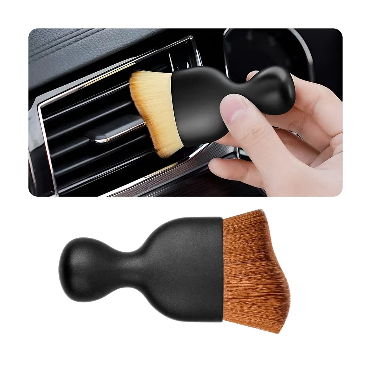 Car Interior Detailing Brush Auto Soft Hair Cleaning Brushes Curved Dirt Dust Co