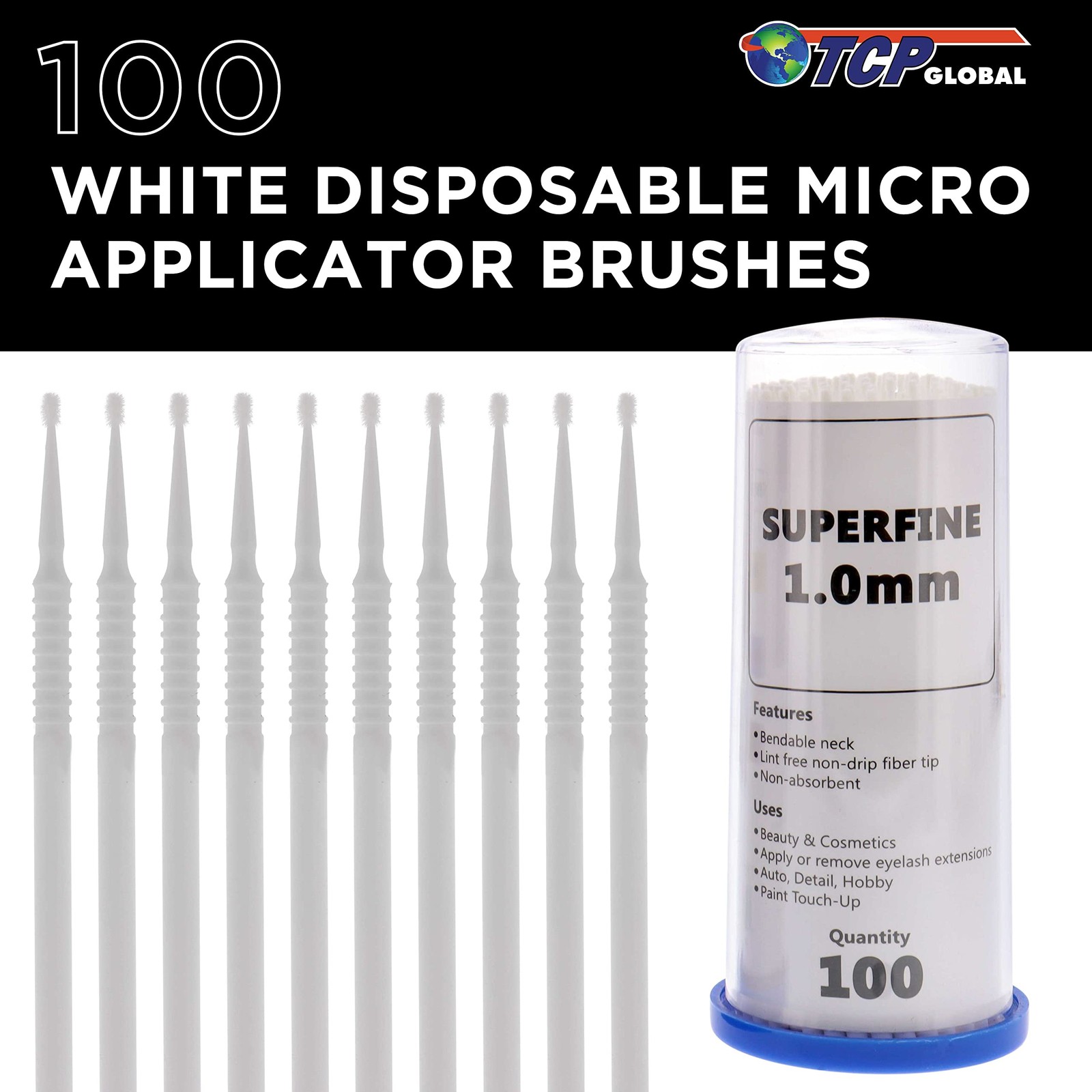 100 Disposable Paint Touch Up Brushes – Fine Tip Micro Applicators for Detailing
