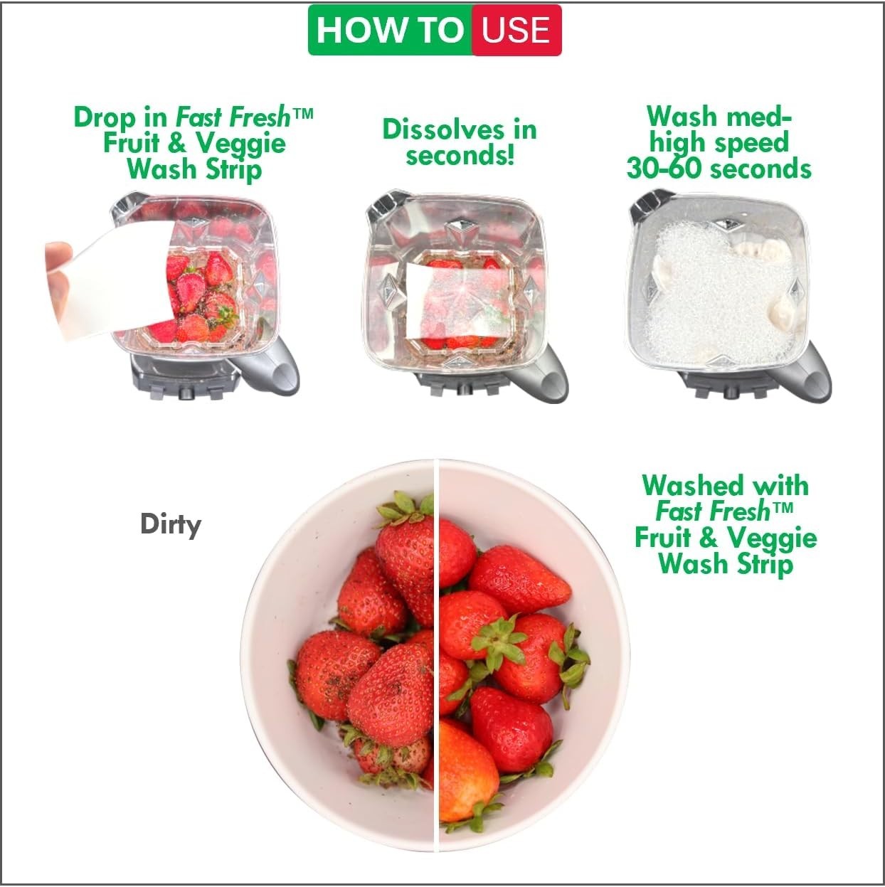 Fruit and Vegetable Wash Strips | Plant-Based, Food-Safe Produce Cleaner | Di…