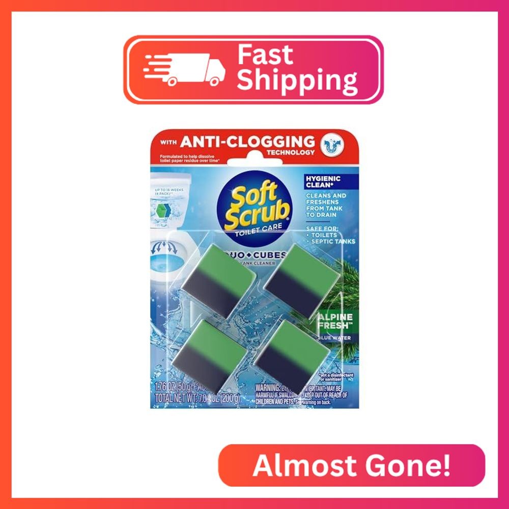 Soft Scrub in-Tank Toilet Cleaner Duo-Cubes, Alpine Fresh, 4Count