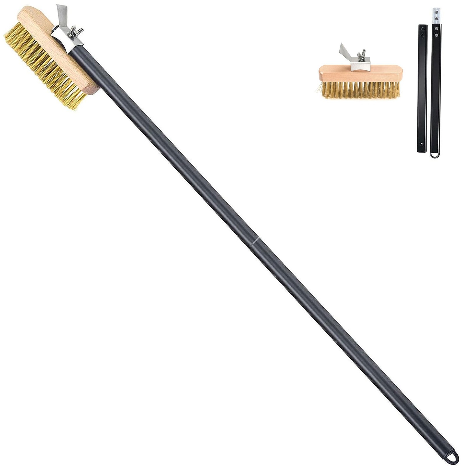 Pizza Oven Brush with Scraper Brass Bristles Pizza Brush for Pizza Oven 40.5”…