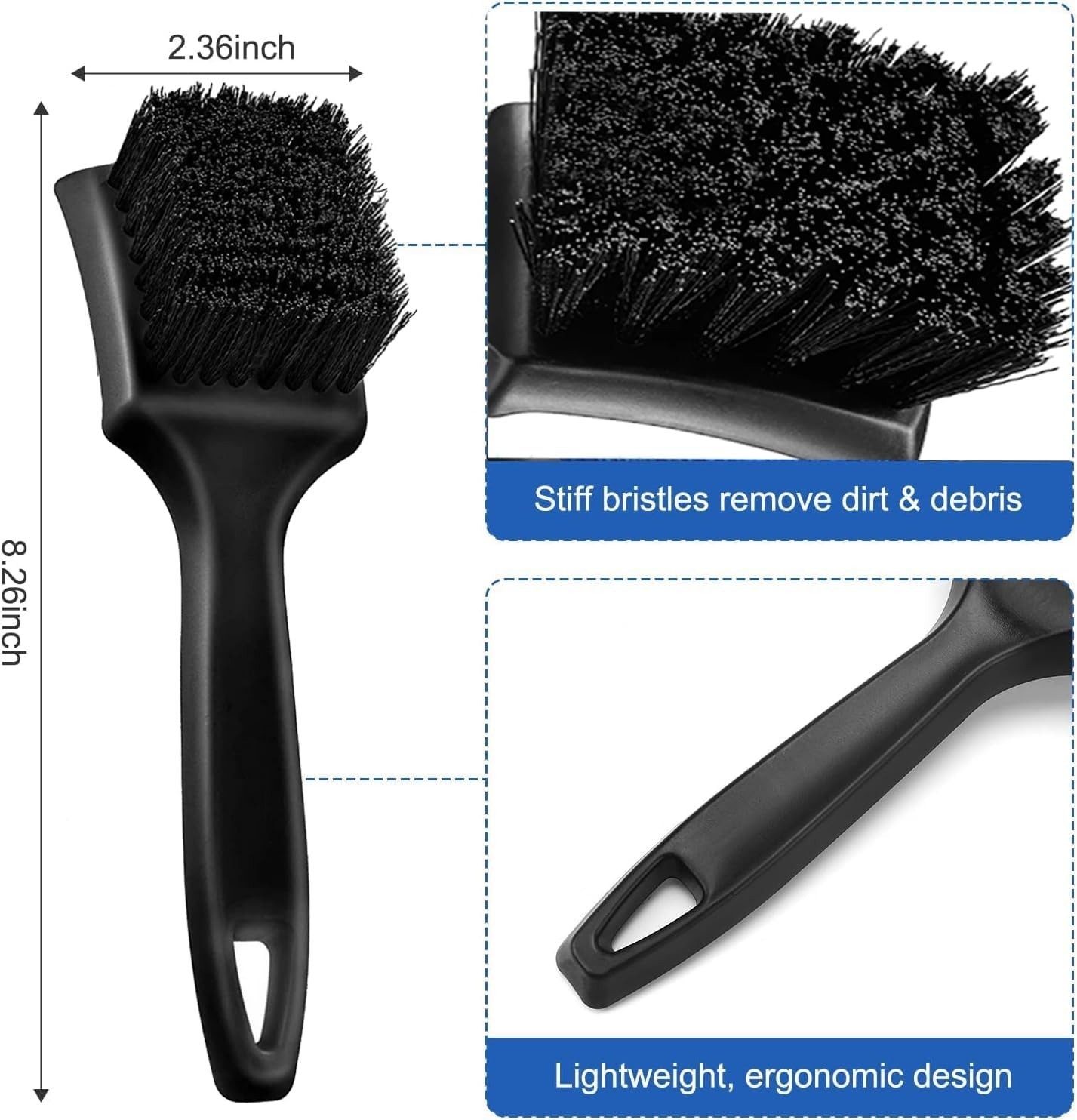 Wheel Rim Tire & Carpet Cleaning Brush Set, Soft & Stiff Bristle Wash Cleanin…