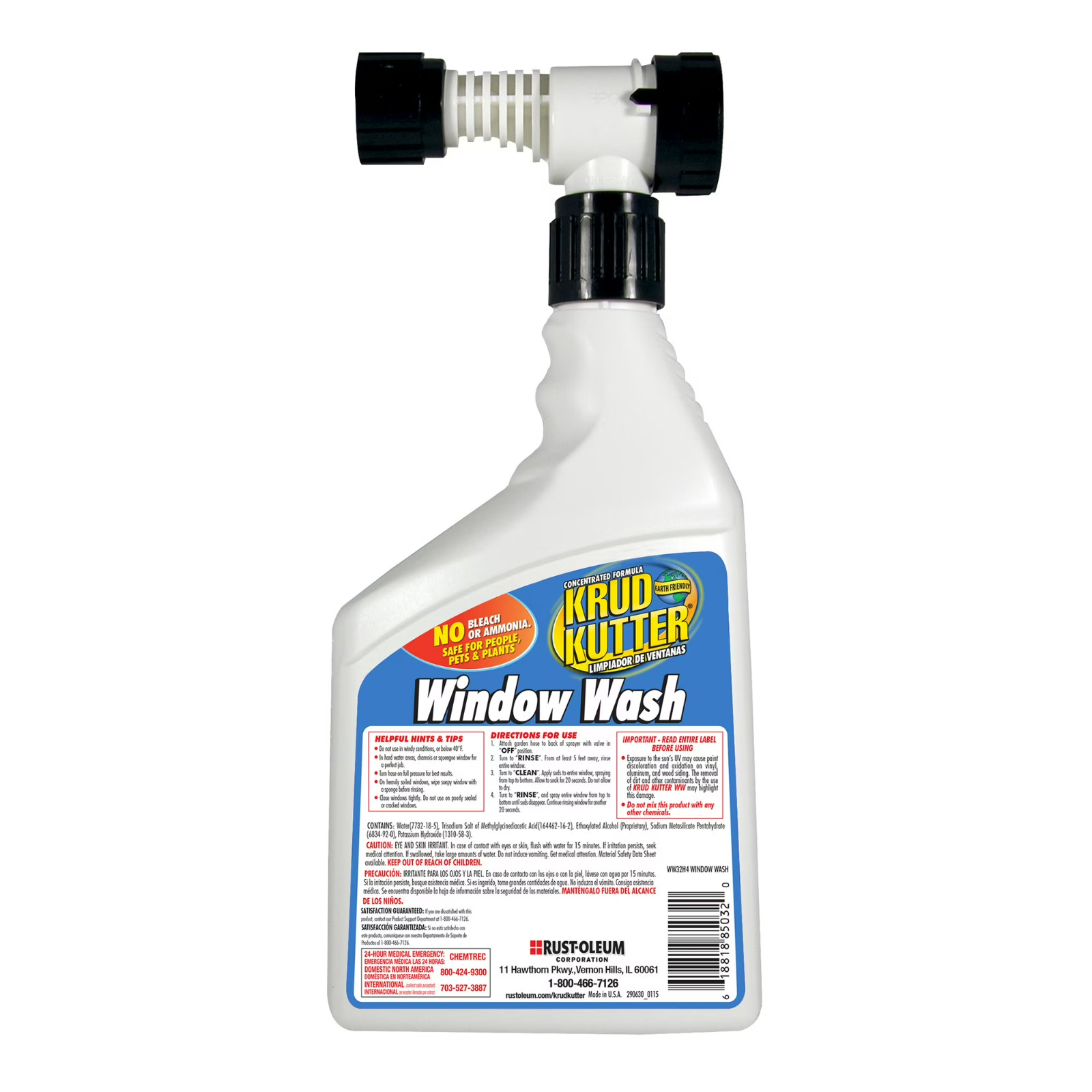 Krud Kutter Window Wash Cleaner with Hose End, Liquid Concentrate, 32 fl oz