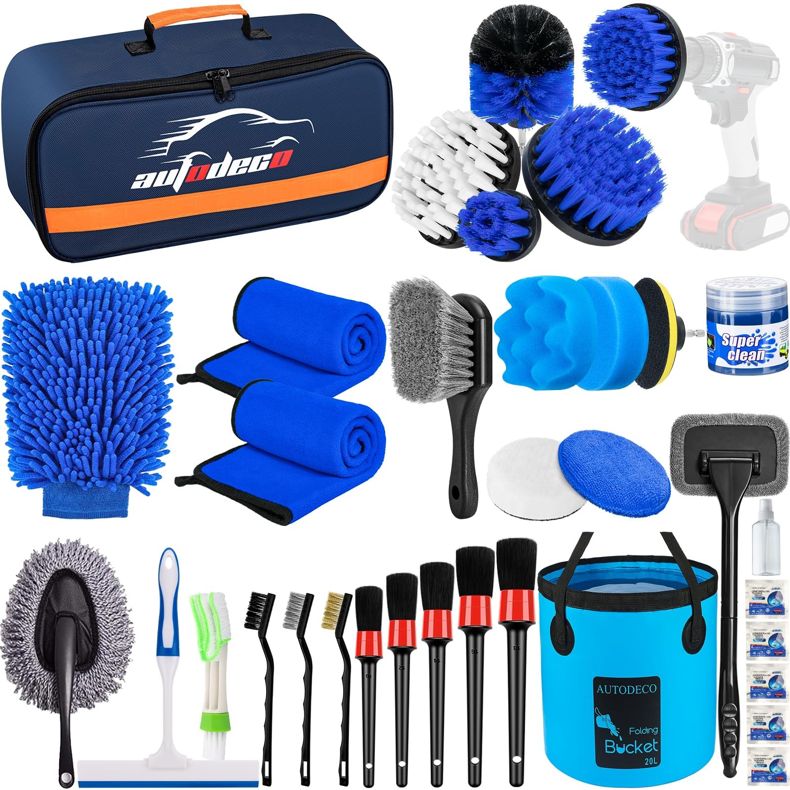 34pcs Car Detailing Brush Set Car Detailing Kit Auto Detailing Drill Brush Set C