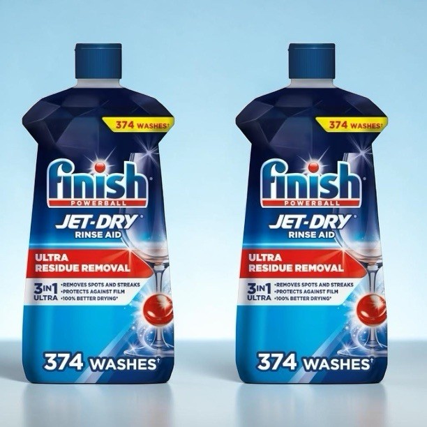 (2) Finish Jet-Dry Rinse Aid, 38 fl. oz. 748 Washes 3in1 Ultra Residue Removal