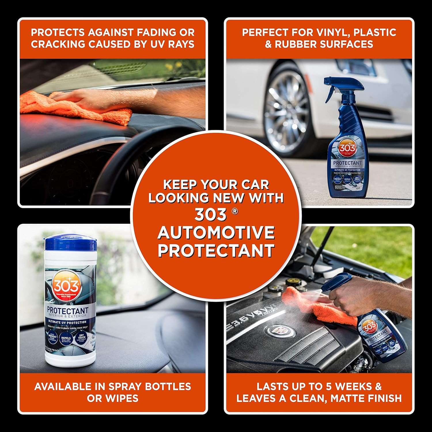 Automotive Protectant Spray Helps Prevent Fading & Cracking Repels Dust Lint & S