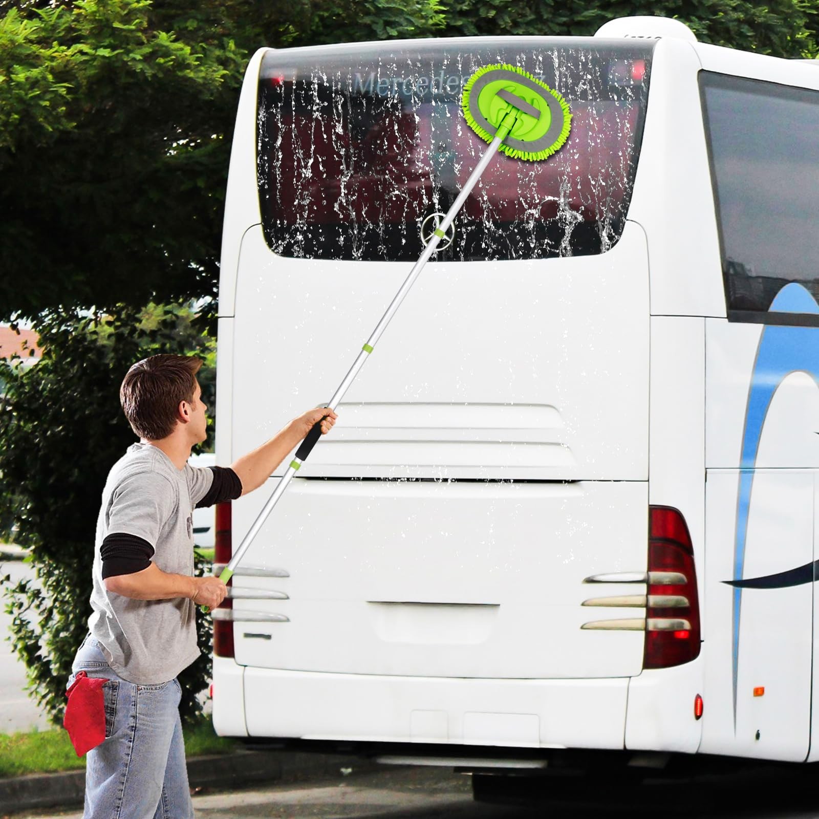 62″ Car Wash Brush Kit Mitt Mop Sponge With Long Handle Chenille Microfiber Car