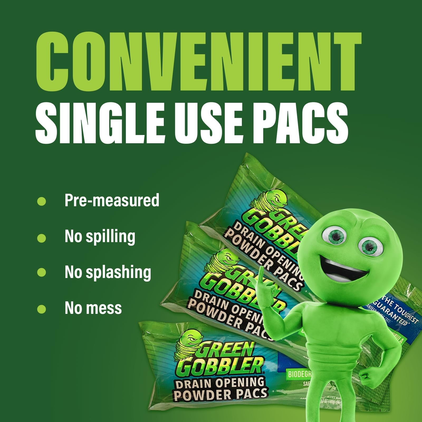 Green Gobbler Drain Clog Remover & Cleaner Powder 5 Count (Pack of 1)