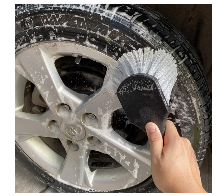 Wheel & Tire Brush for Car Rim, Soft Bristle Car Wash Brush, Cleans Tires & Rele