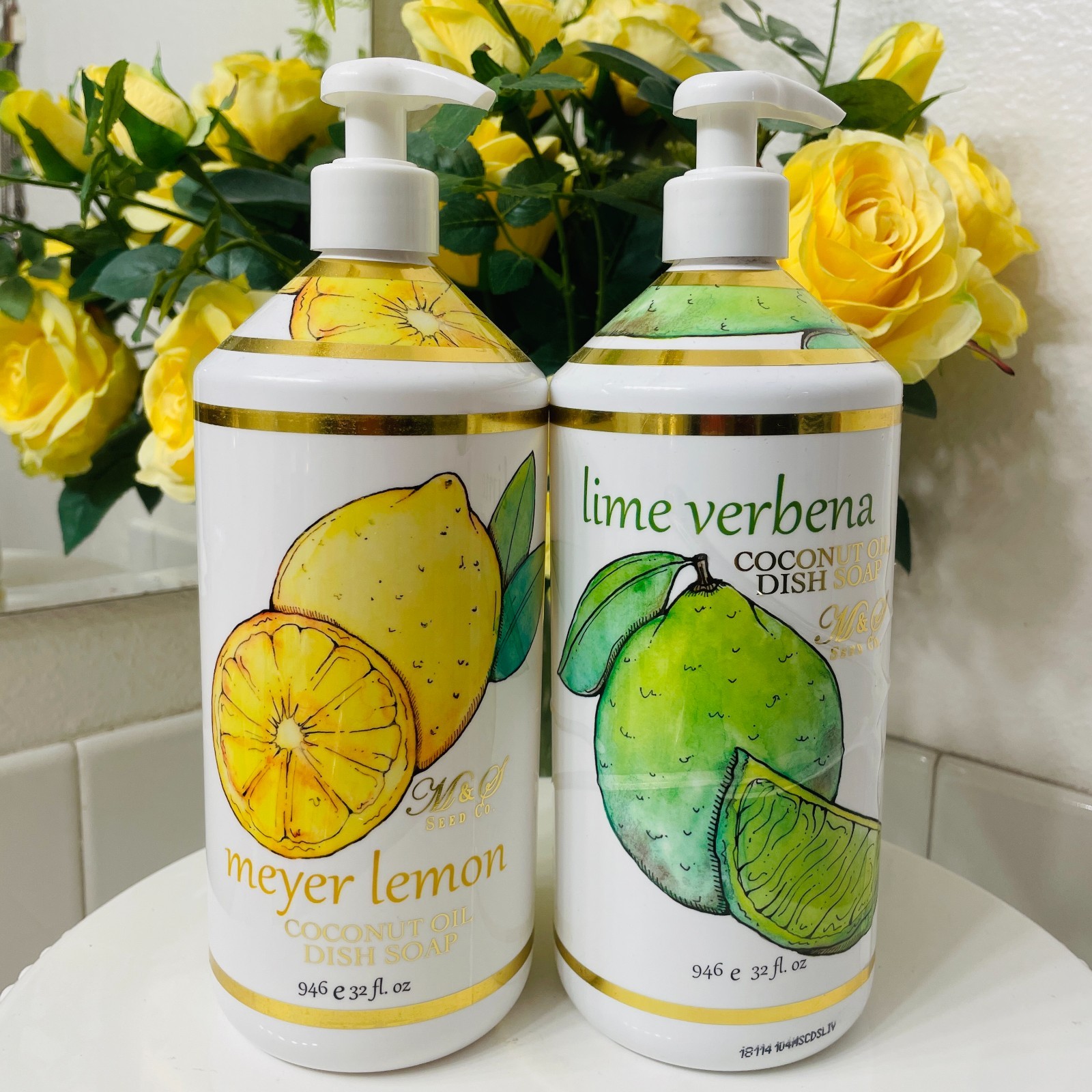 2X Home & Body Co Lemon Verbena Dish Soap Gel Wash Large Size 946ml / 32 fl oz