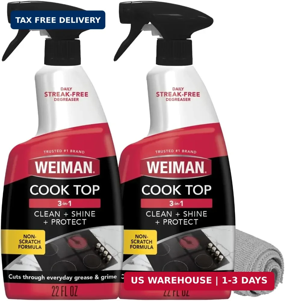 Weiman 2-Pack Cooktop Cleaning Spray & Microfiber Cloth – Cooktop & Oven Cleaner