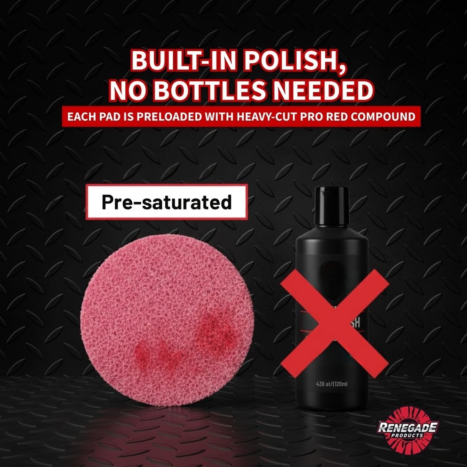 Renegade Pro Pads Pre-Saturated Red Metal Polishing Pads Aluminum Stainless