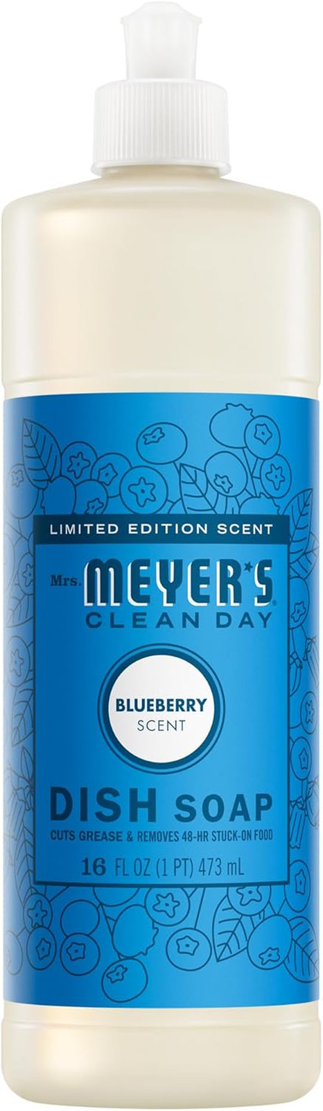 Mrs. MEYER’S CLEAN DAY Liquid Dish Soap, Blueberry Scent, 16 Fl Oz Bottle