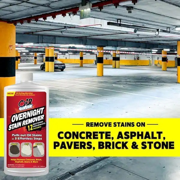32 oz Overnight Oil Stain Remover for Concrete Driveway, Garage, Pavers – 1 Pack
