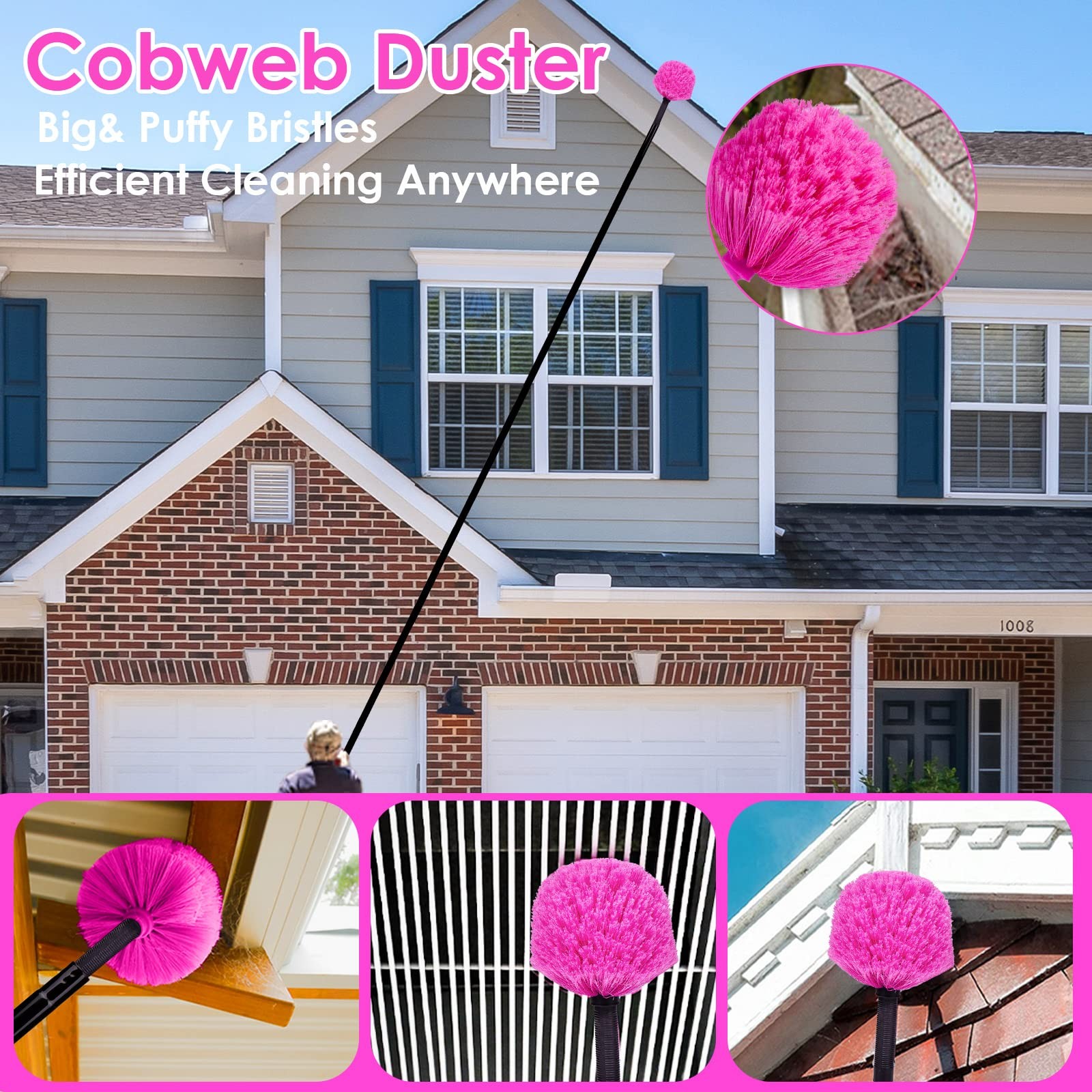 8 Foot Dusters for Cleaning, Duster with Extension Pole, Microfiber Feather D…