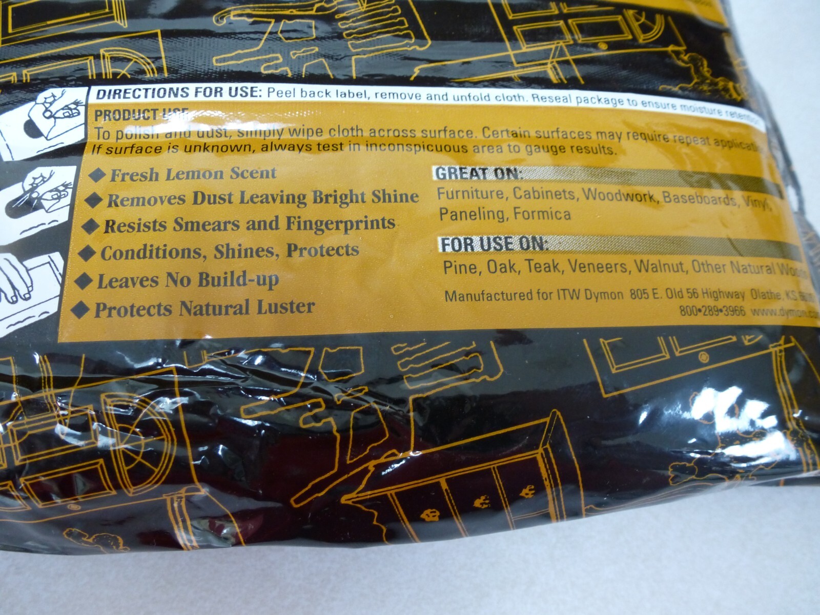 6 NEW PACKAGES OF LEMON GLO 18-PACK FURNITURE POLISHING CLOTHS 8″ x 11″ #91018