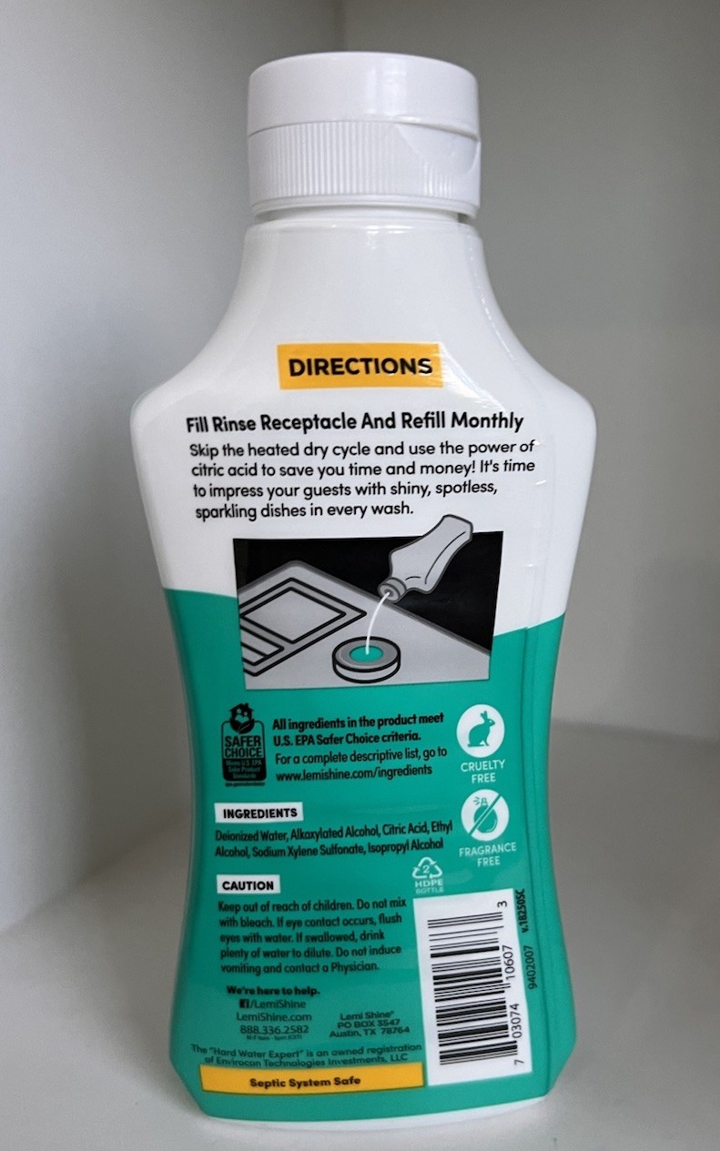 Lemi Shine – Shine + Dry Natural Dishwasher Rinse Aid, Hard Water Stain (3 Pack)