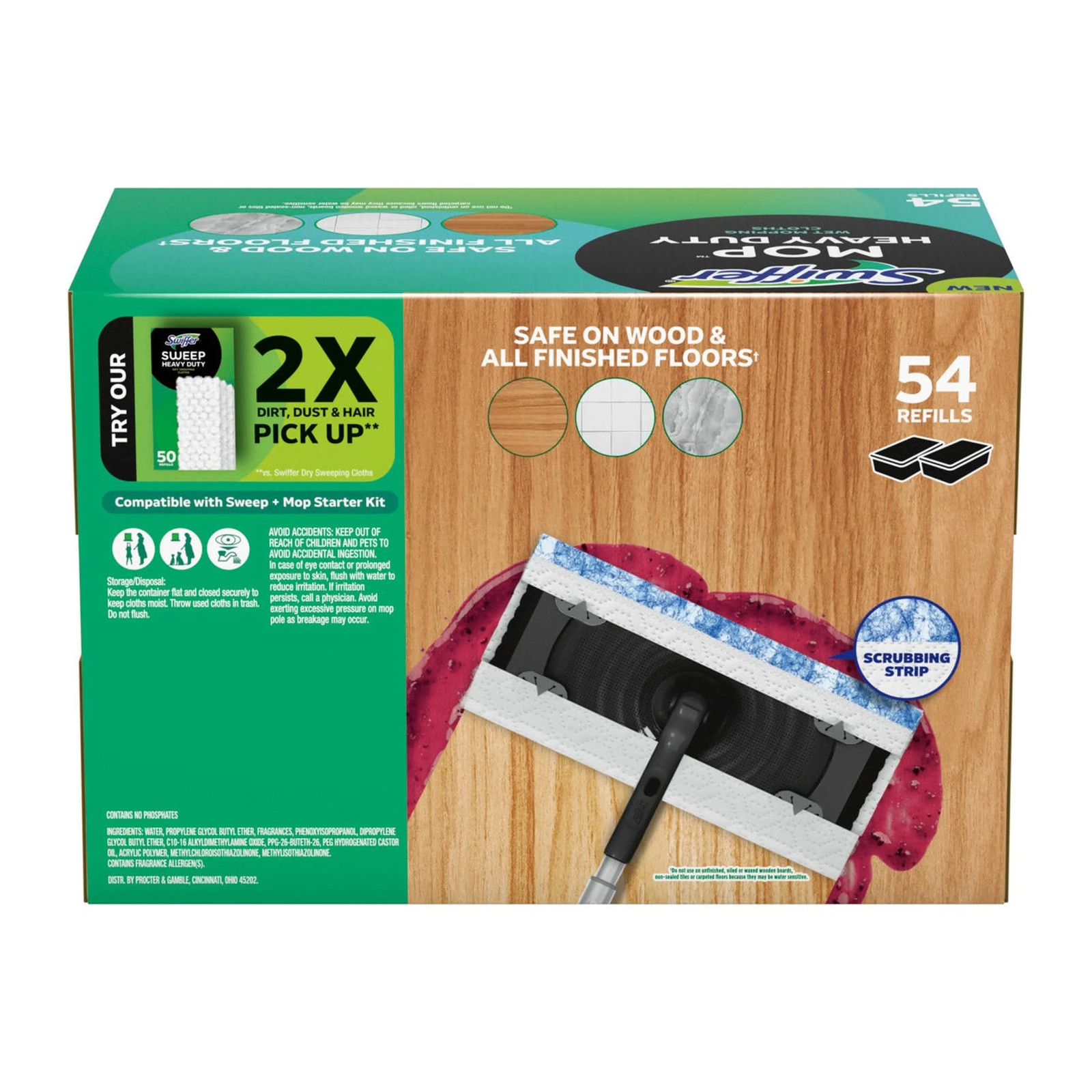 Swiffer Heavy Duty Wet Pad Mopping Cloth Refills, Lavender, 54-count