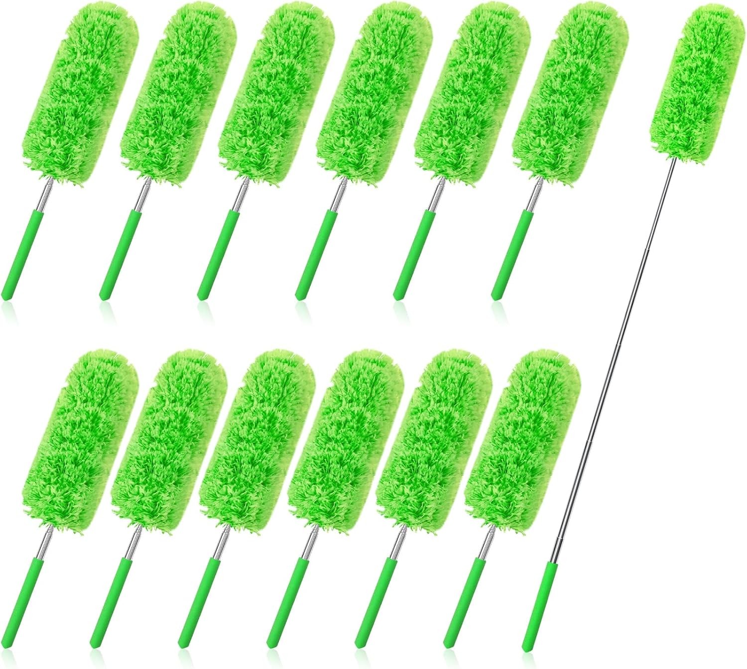 12 Pcs Microfiber Feather Duster Cleaning 13-31 Inch Extendable Cobweb Dusters