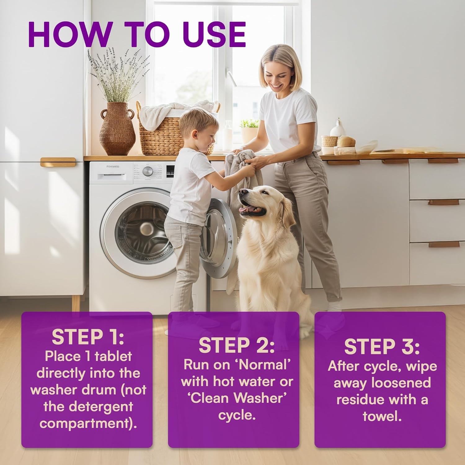 Washing Machine Cleaner Tablets 24 Pack – HE Front/Top Load Washer Descaler