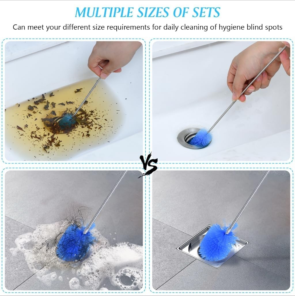 Flexible Long Drain Brush Set, Premium 3 Piece Kit with Double Ended and Stai…