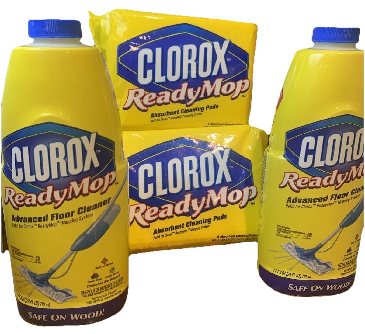 Clorox Ready Mop 2 BOTTLES Advanced Floor Cleaner 24oz New + 16 REFILL PADS