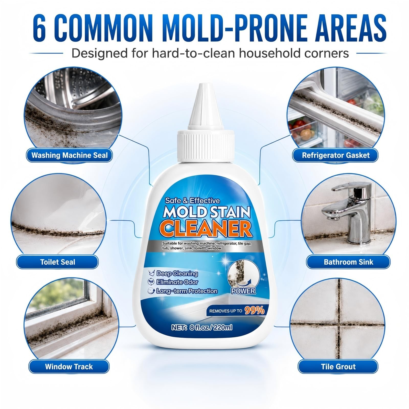 Mold Stain Remover Gel, 8 Fl Oz Heavy-Duty Thick Gel Formula for Washing Mach…
