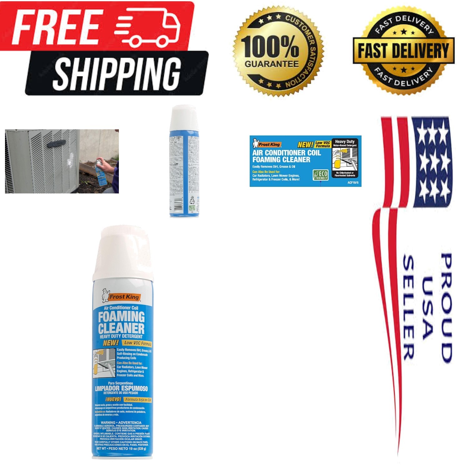 Frost King 19oz Heavy-Duty Foam Coil Cleaner – Fresh Lemon Scent, No Rinse