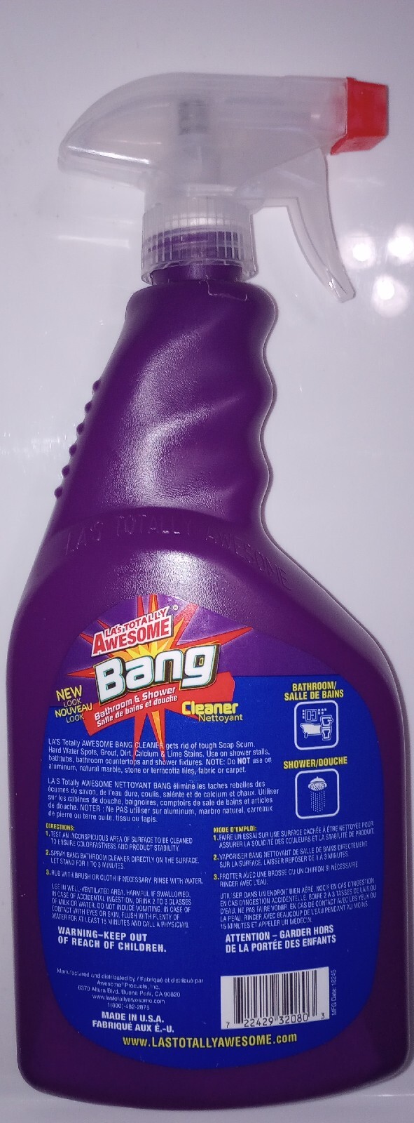 Bang Awesome LA’s Totally Bathroom Shower Spray Bath Tub Kitchen Cleaner 32 Oz