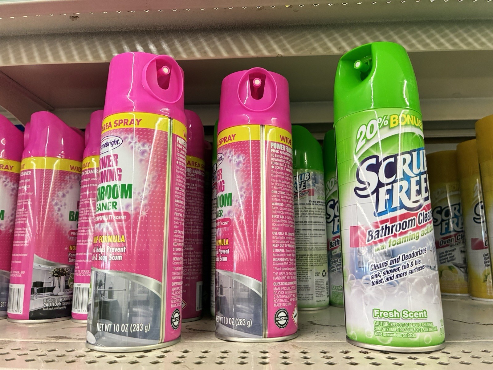 Memberbright Scrub Free Bathroom Cleaner Aerosol Foaming Pink Grapefruit Fresh …