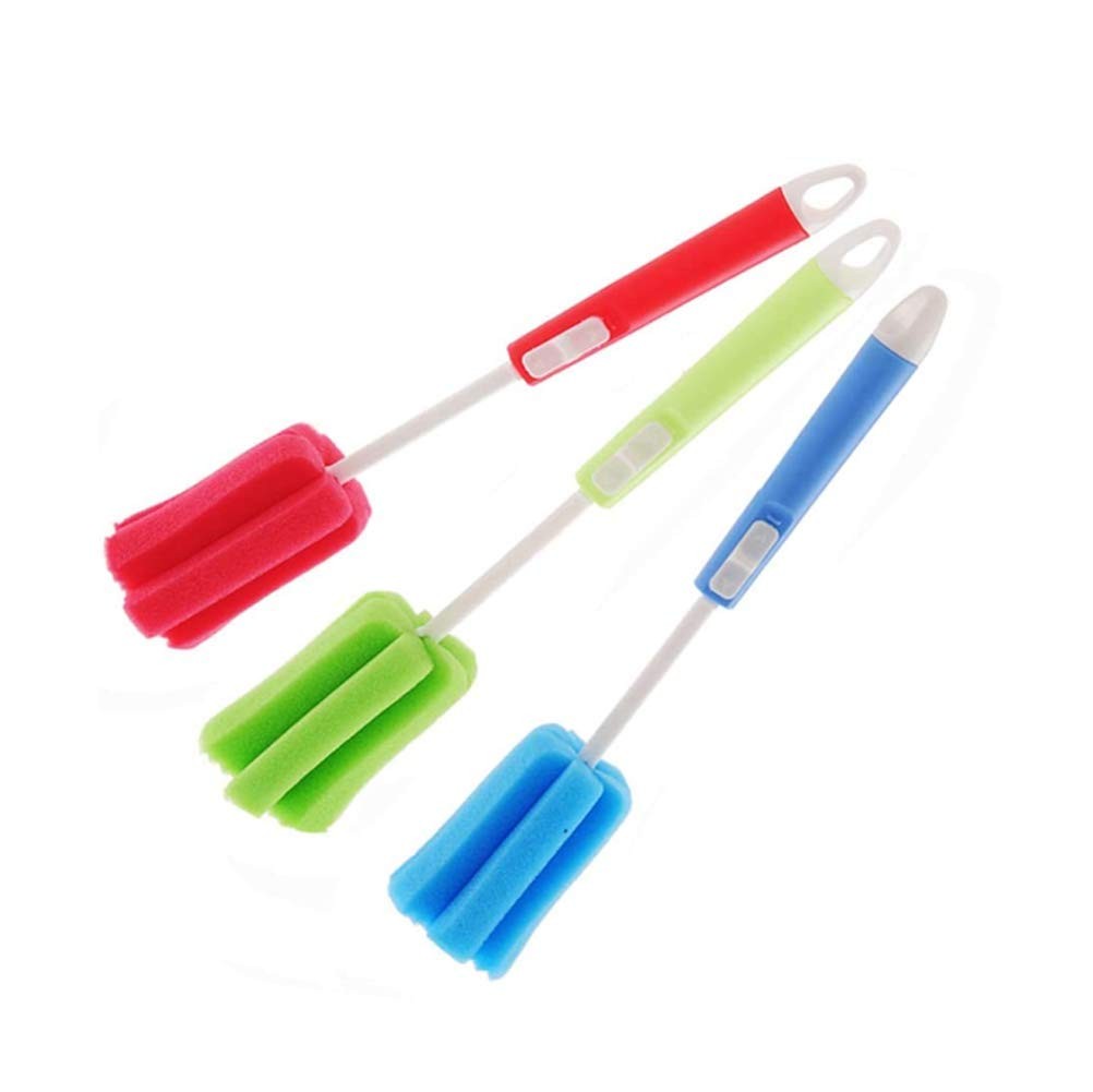 3pcs 11.4inch Sponge Clean Brush With Adjustable Plastic Handle For Coffee Glass