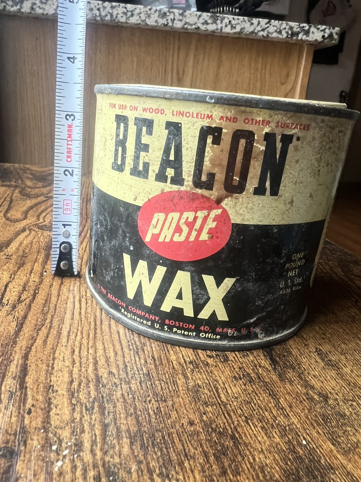 VTG BEACON Paste Wax 16 oz Tin Boston, Mass. USA