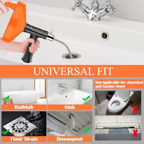 33 Ft Drain Snake Auger, Heavy Duty Plumbing Snake for Sink, Tub, and 33 Feet