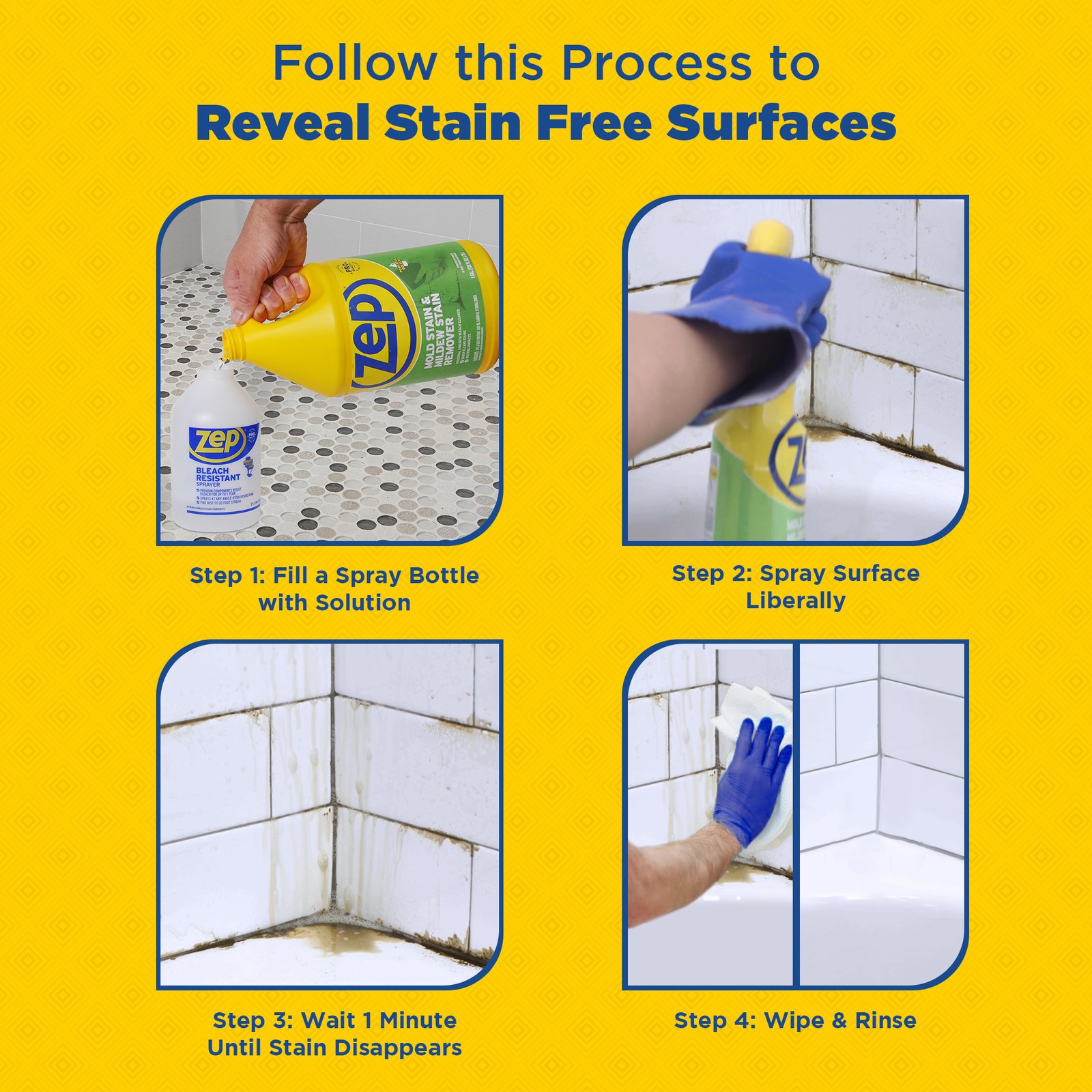 Zep Mold Stain and Mildew Stain Remover 1 Gallon (Case of 4) ZUMILDEW128 –