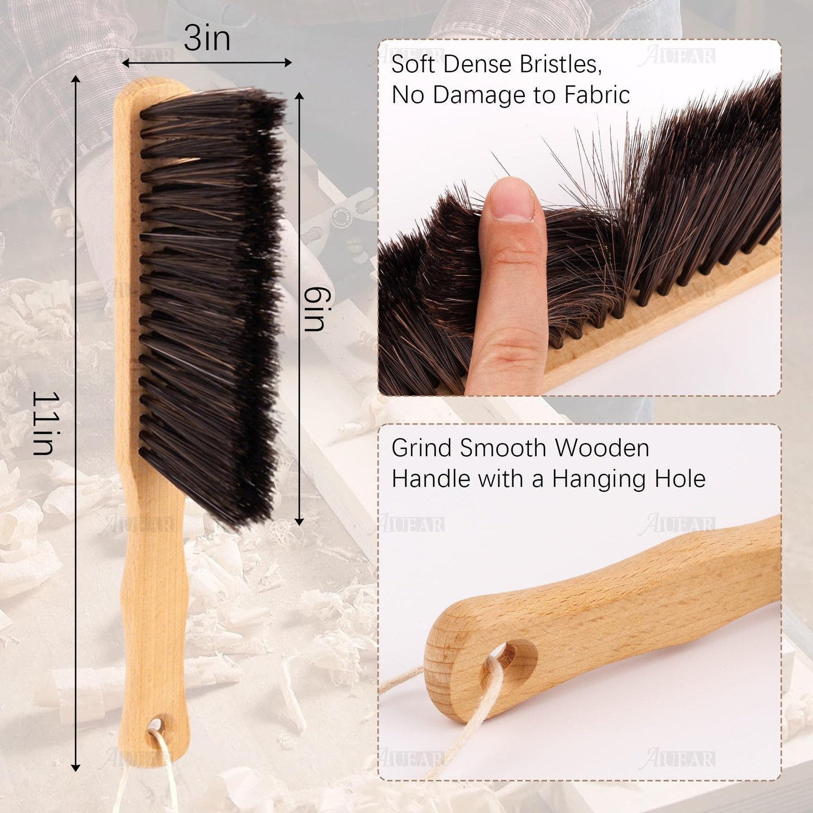 Wood Dusting Brush Cleaning Duster 11.4 Inches Fiber Bench Brushes for Home