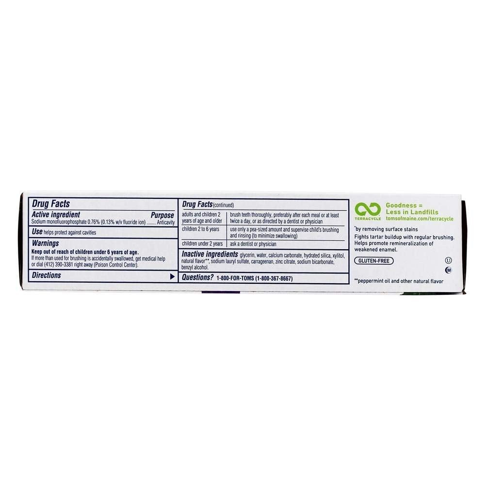 Tom’s of Maine Whole Care Fluoride, Peppermint, 4 Ounce