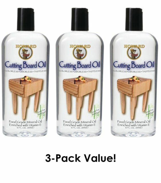 Howard BBB012 12 Oz Butcher Block Cutting Board Oil (3-PK)