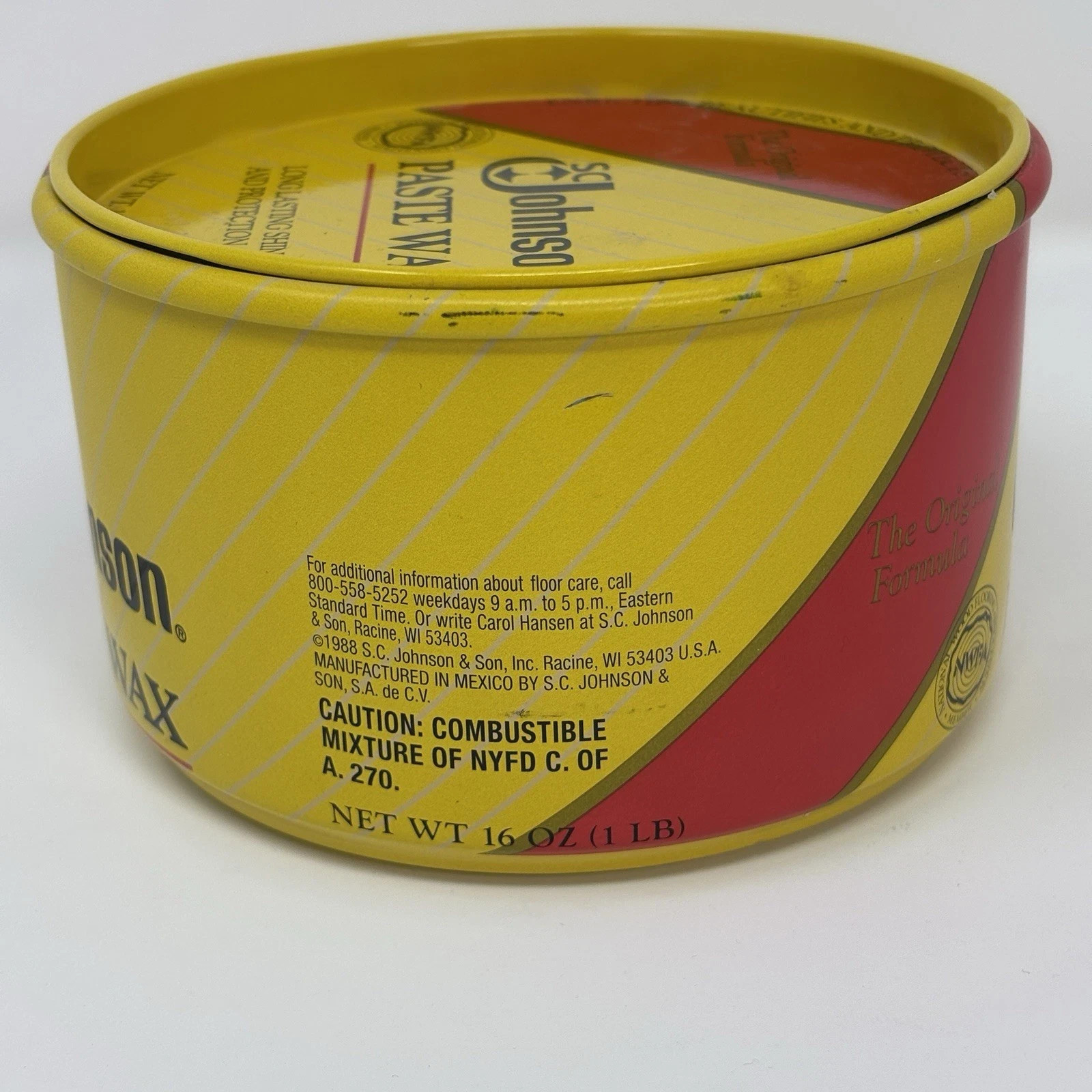SC Johnson Wood Paste Wax Original Formula 16oz 1998 OPEN 90% Full Discontinued
