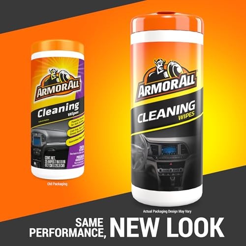 Armor All Interior Car Cleaning Wipes 25 Count Canister Dash Vinyl Carpet Fabric