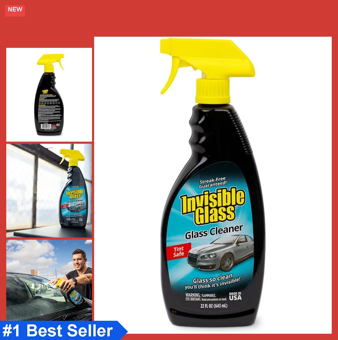 Glass Cleaner Spray 22 oz Ammonia Free Streak Free Tint Safe Windshield Window