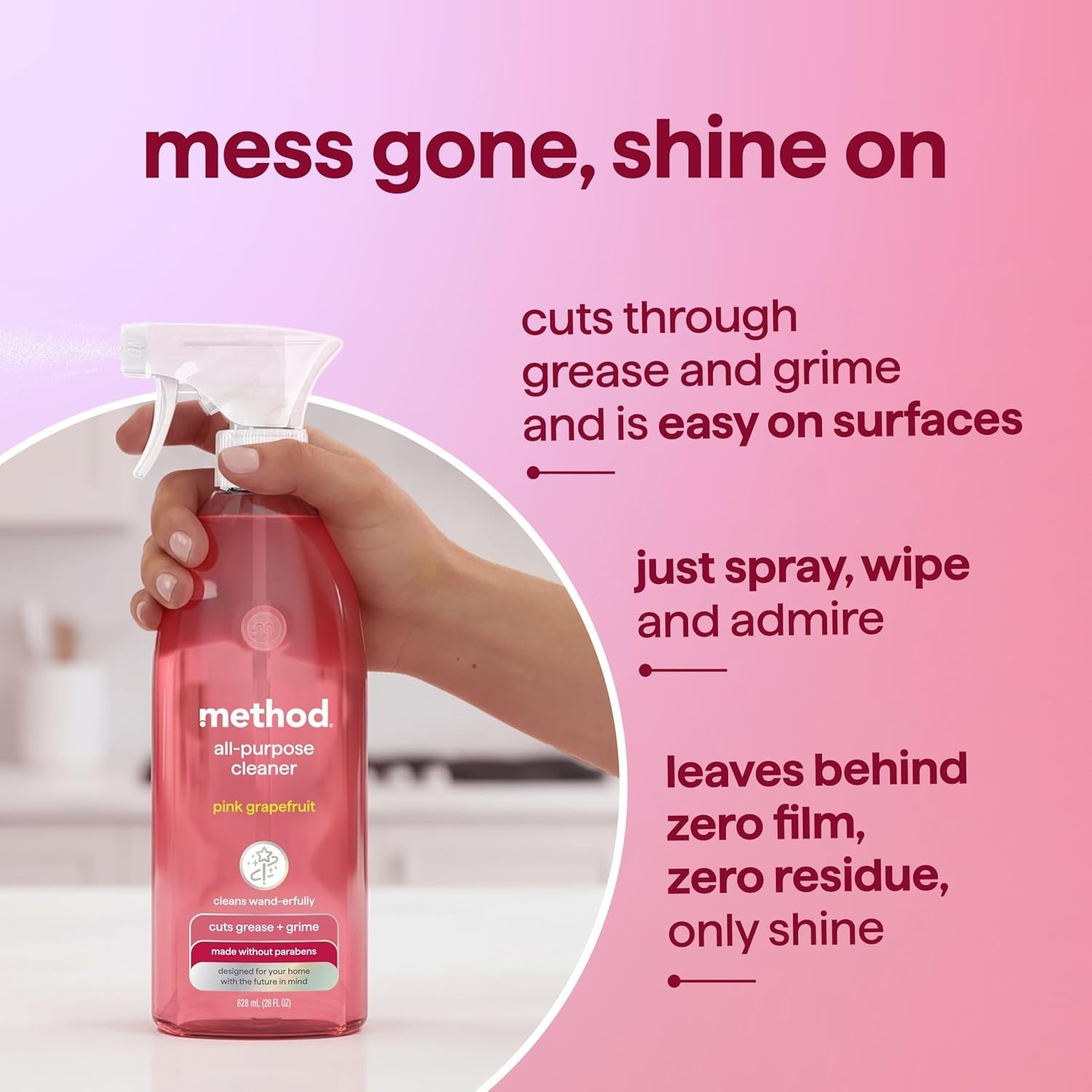 28 oz Method All-Purpose Cleaner – Cuts Grease with Fresh Grapefruit Scent