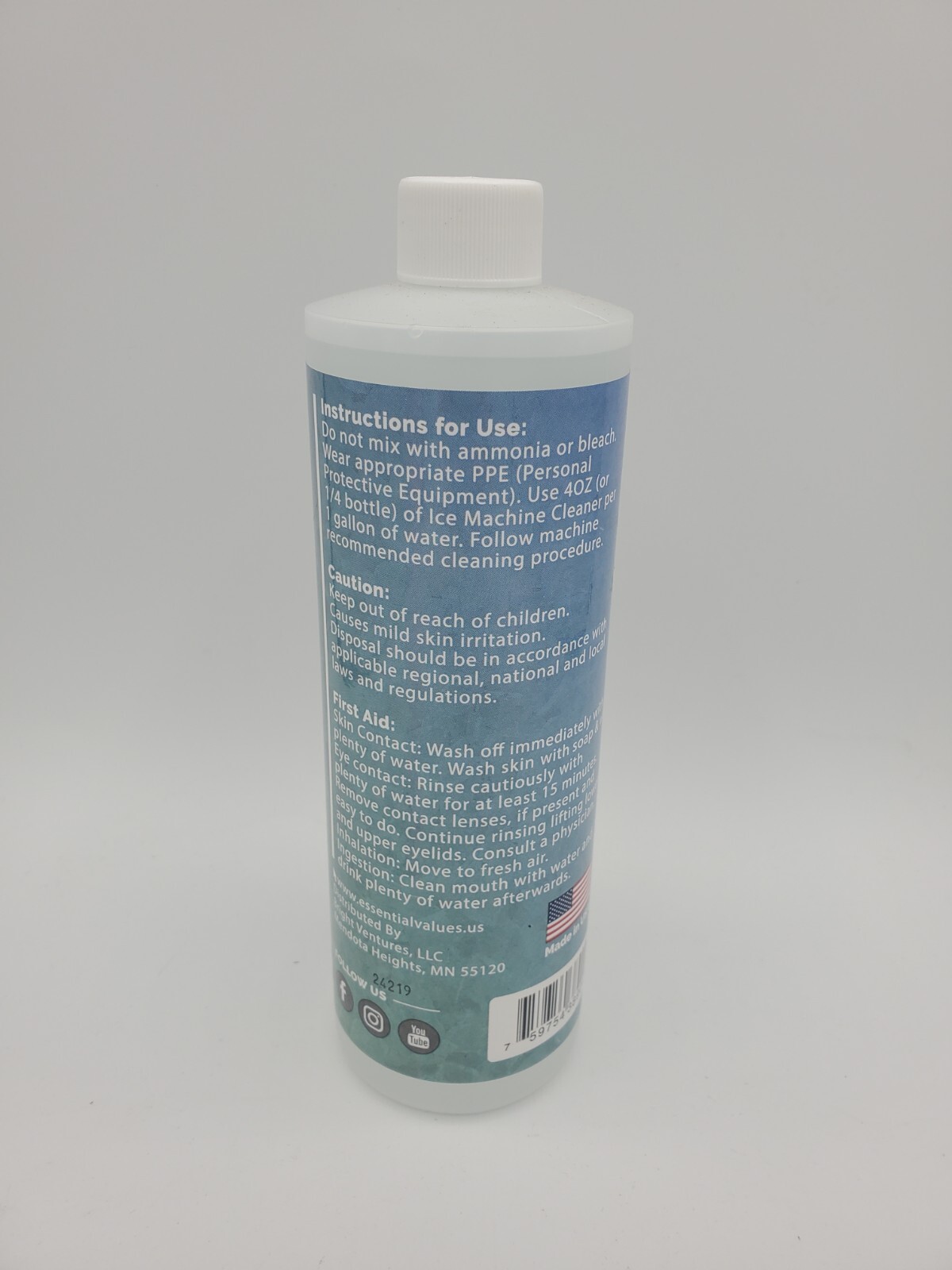 Ice Machine Cleaner 16 Fl Oz Nickel & Stainless Safe Descaler Essential Values